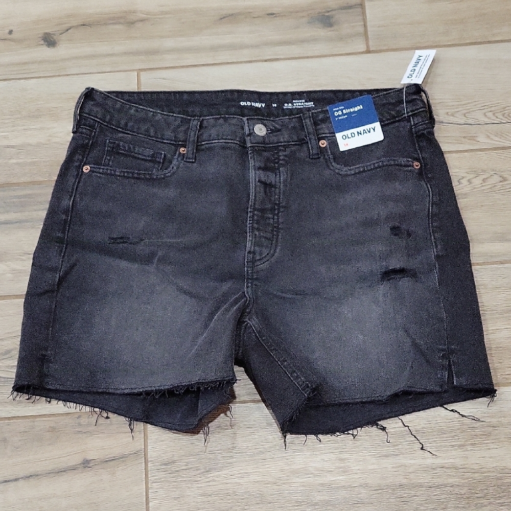 Old Navy Women's High Rise Black Jean Shorts 5" Inseam